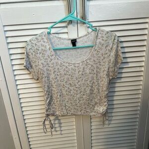 Floral Print White Crop Top Wild Fable Size Large